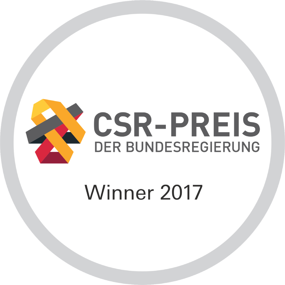 Ganador del premio CSR otorgado por el Gobierno federal de Alemania, 2017.
